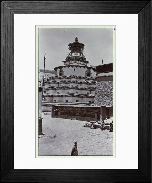 Framed Print : Two connected buildings at Gyantse - the Kumbum, a multi-storied set of Buddhist chapels, with the Palcho Monastery partially visible (R), from a fascinating album which reveals new details on a little-known campaign in which a British military Framed Print : Two connected buildings at Gyantse - the Kumbum, a multi-storied set of Buddhist chapels, with the Palcho Monastery partially visible (R), from a fascinating album which reveals new details on a little-known campaign in which a British military