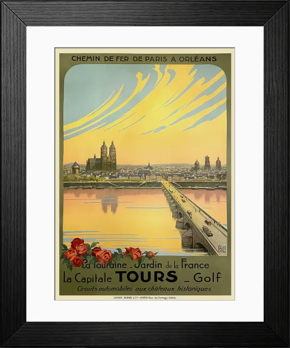 Framed Print : Poster, Paris to Orleans, golf in Tours, France Framed Print : Poster, Paris to Orleans, golf in Tours, France