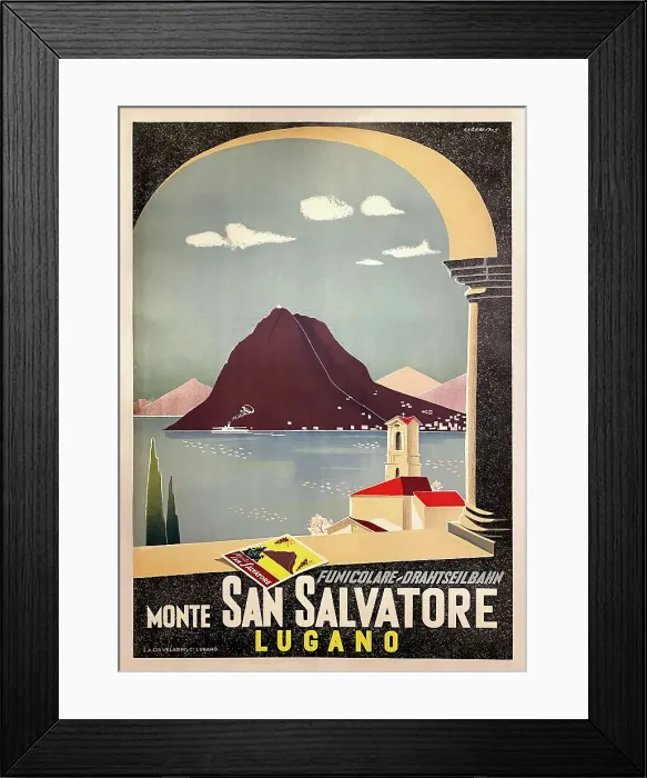 Framed Print : Poster, Monte San Salvatore, Lugano, Switzerland Framed Print : Poster, Monte San Salvatore, Lugano, Switzerland