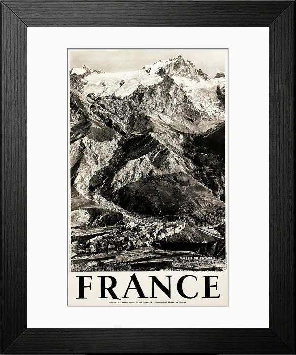 Framed Print : Poster, Massif de la Meije, French Alps Framed Print : Poster, Massif de la Meije, French Alps