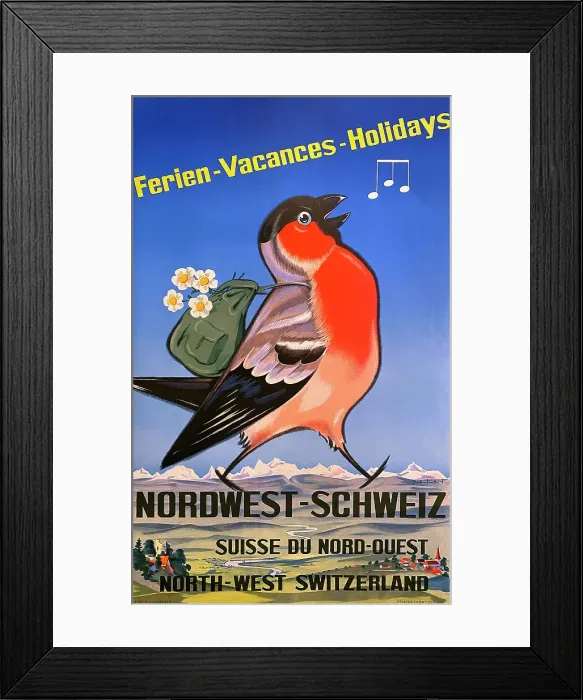 Framed Print : Poster, Holidays in north west Switzerland Framed Print : Poster, Holidays in north west Switzerland