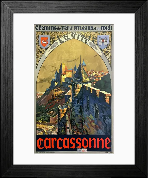Framed Print : Poster, Carcassonne, France Framed Print : Poster, Carcassonne, France