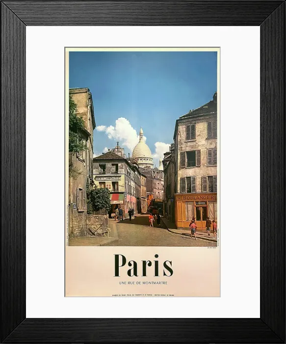 Framed Print : Poster, Street in Montmartre, Paris, France Framed Print : Poster, Street in Montmartre, Paris, France