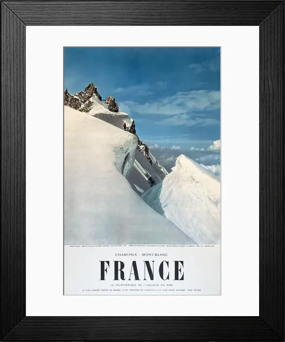 Framed Print : Poster, Chamonix and Mont Blanc, France Framed Print : Poster, Chamonix and Mont Blanc, France