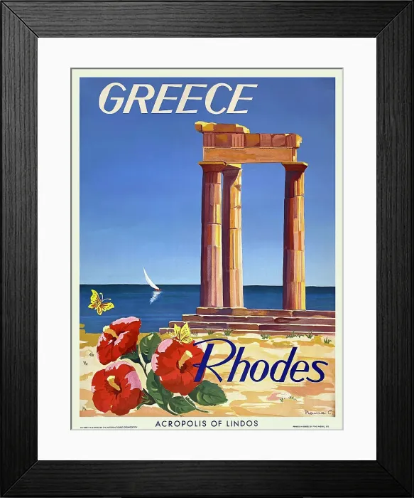 Framed Print : Poster, Acropolis of Lindos, Rhodes, Greece Framed Print : Poster, Acropolis of Lindos, Rhodes, Greece