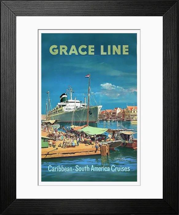Framed Print : Poster, Grace Line, Caribbean and South American Cruises Framed Print : Poster, Grace Line, Caribbean and South American Cruises