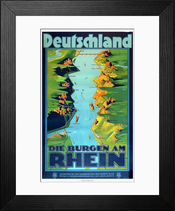 Framed Print : Poster, River Rhine Castles, Germany Framed Print : Poster, River Rhine Castles, Germany