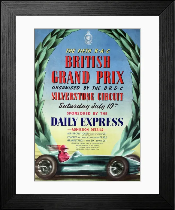 Framed Print : Poster, 5th RAC British Grand Prix, Silverstone Circuit Framed Print : Poster, 5th RAC British Grand Prix, Silverstone Circuit