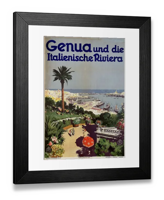 Framed Print : Poster, Genoa and the Italian Riviera Framed Print : Poster, Genoa and the Italian Riviera