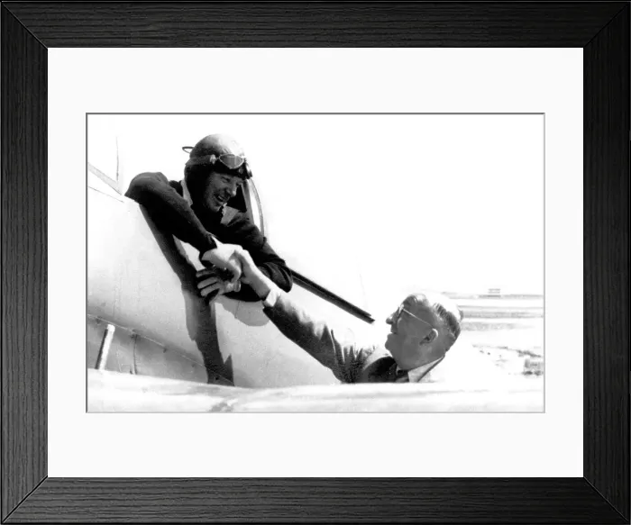 Framed Print : Gerhard Nitschke sat in cockpit of Heinkel He 100 V3 42C+11 Framed Print : Gerhard Nitschke sat in cockpit of Heinkel He 100 V3 42C+11