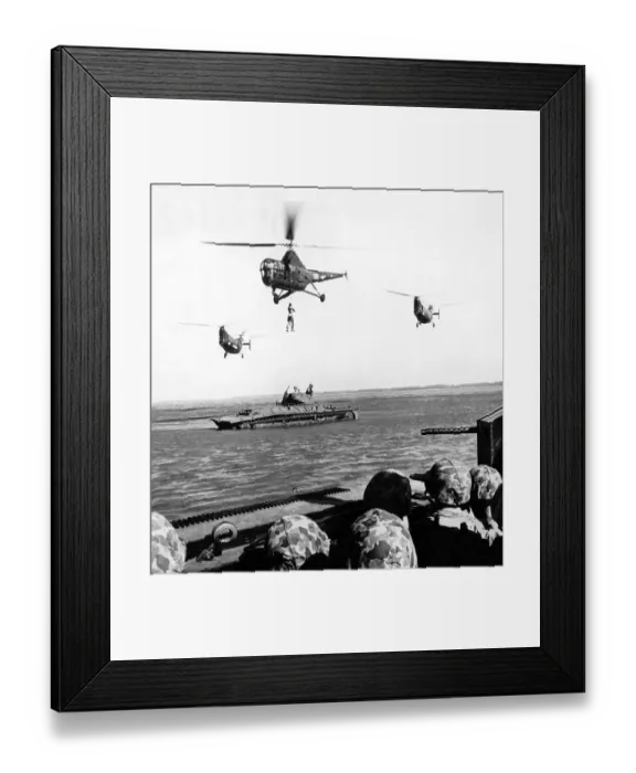 Framed Print : Sikorsky HO3S-1 122720, LVT (A)-4'and two Piasecki HRP-1s Framed Print : Sikorsky HO3S-1 122720, LVT (A)-4'and two Piasecki HRP-1s
