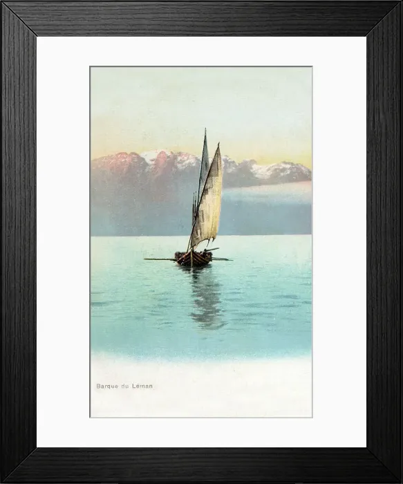 Framed Print : A Barque on Lac Leman, Switzerland Framed Print : A Barque on Lac Leman, Switzerland