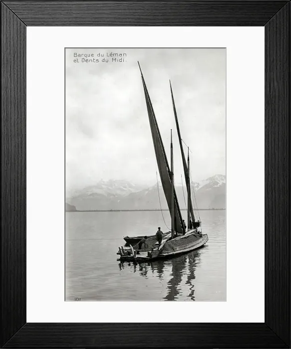 Framed Print : A Barque on Lac Leman (Lake Geneva), Switzerland Framed Print : A Barque on Lac Leman (Lake Geneva), Switzerland