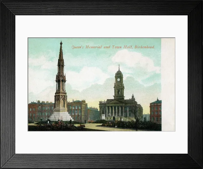Framed Print : The Queen Victoria Monument and Birkenhead Town Hall Framed Print : The Queen Victoria Monument and Birkenhead Town Hall