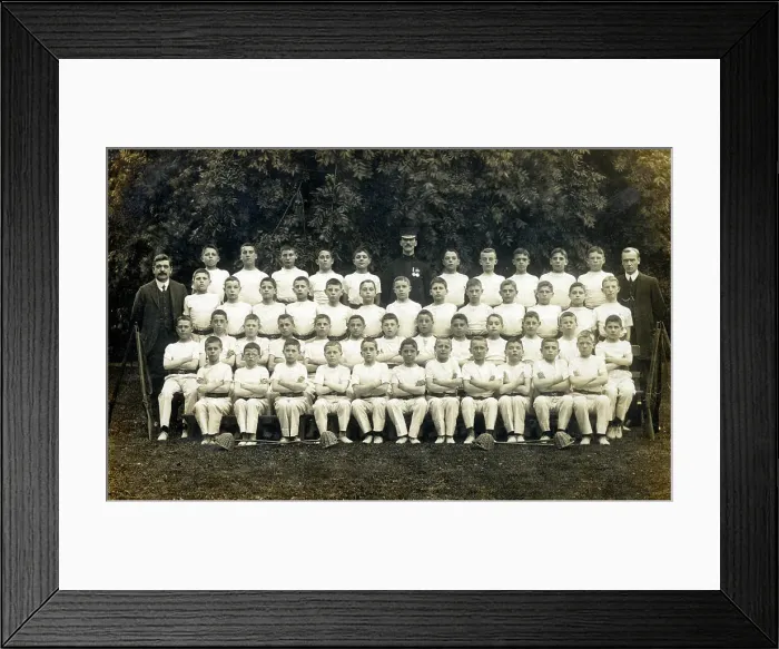 Framed Print : A large group of young boys at a military school - Lacrosse Framed Print : A large group of young boys at a military school - Lacrosse