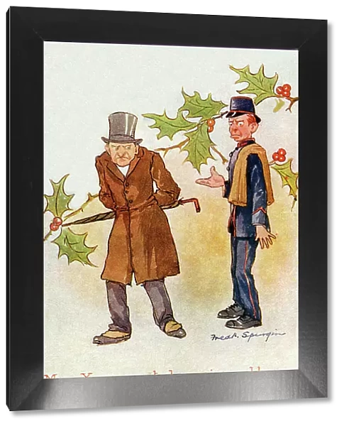 A postman wishes a Merry Christmas to a Miserly Old Man