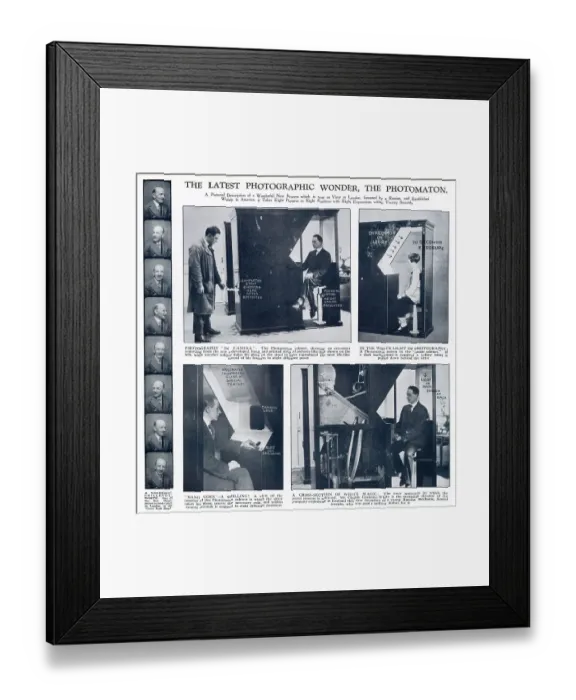 Framed Print : Young Russian inventor Anatol M Josephs received the first US patent for a fully automatic photographic film developing machine. The person seated in the cabinet wound pay Framed Print : Young Russian inventor Anatol M Josephs received the first US patent for a fully automatic photographic film developing machine. The person seated in the cabinet wound pay