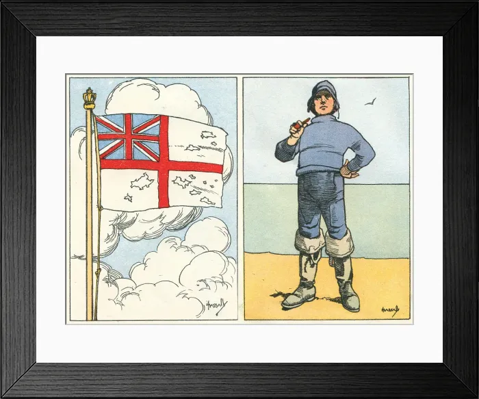 Framed Print : WW2, Ensign Flag And Wartime Fisherman Framed Print : WW2, Ensign Flag And Wartime Fisherman