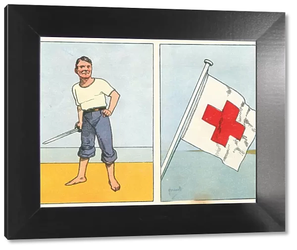 WW2 Warrior Sailor And Red Cross Flag