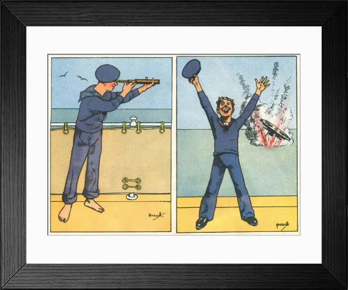 Framed Print : WW2 Yeoman Signaller And Celebrating Sailor Framed Print : WW2 Yeoman Signaller And Celebrating Sailor