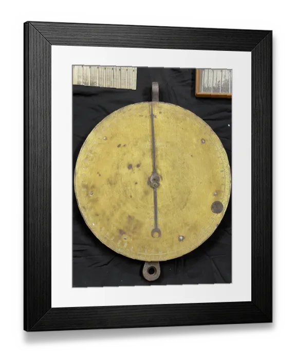 Framed Print : Spring balance brass dial, Samuel Cody Archive Framed Print : Spring balance brass dial, Samuel Cody Archive