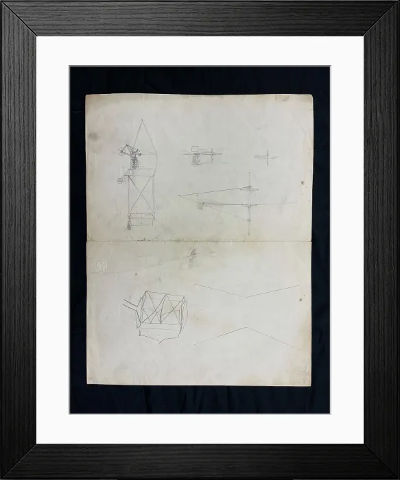 Framed Print : Original pencil design of biplanes, Samuel Cody Archive Framed Print : Original pencil design of biplanes, Samuel Cody Archive