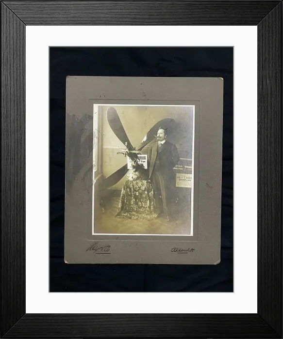 Framed Print : Studio portrait of Samuel Cody, with Michelin Trophy Framed Print : Studio portrait of Samuel Cody, with Michelin Trophy