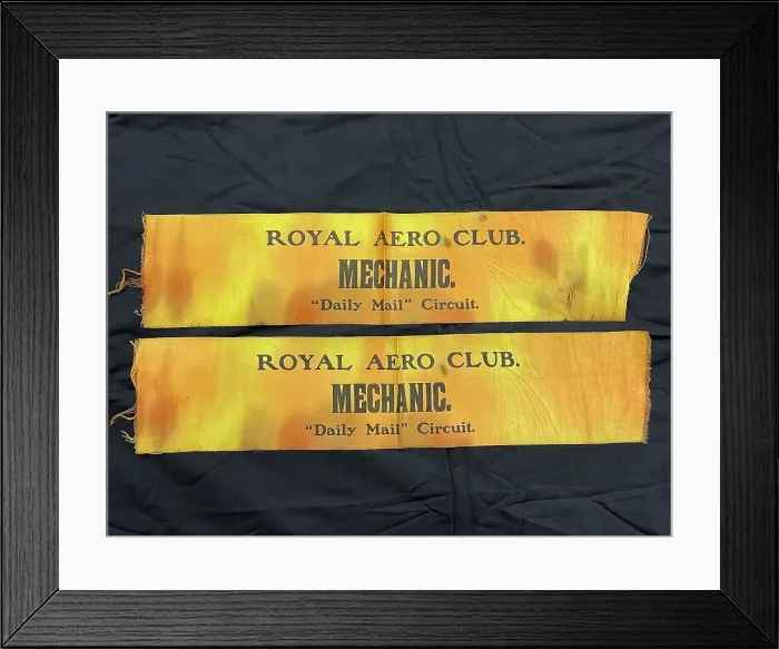 Framed Print : Royal Aero Club Mechanic armbands, Daily Mail Circuit Framed Print : Royal Aero Club Mechanic armbands, Daily Mail Circuit