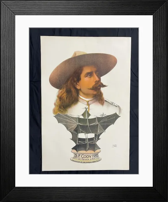 Framed Print : Poster, Samuel Cody, bust image with War Kite Framed Print : Poster, Samuel Cody, bust image with War Kite