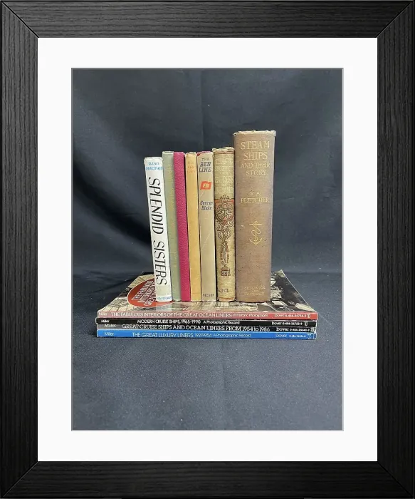 Framed Print : Set of books on steamships and ocean liners Framed Print : Set of books on steamships and ocean liners