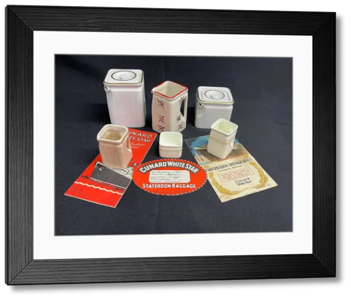 Framed Print : Queen Mary and other Cunard assorted items Framed Print : Queen Mary and other Cunard assorted items