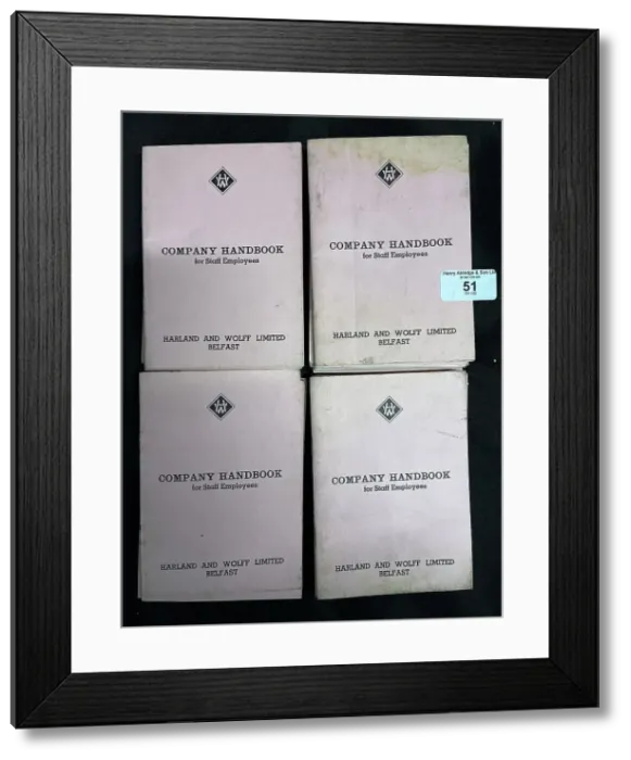 Framed Print : Harland and Wolff, Belfast, Company Handbooks for Staff Framed Print : Harland and Wolff, Belfast, Company Handbooks for Staff
