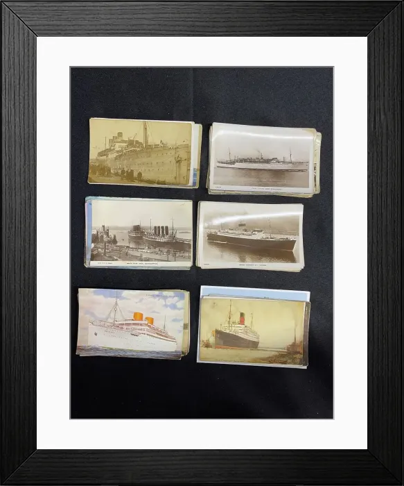 Framed Print : Collection of ocean liner postcards and photographs Framed Print : Collection of ocean liner postcards and photographs