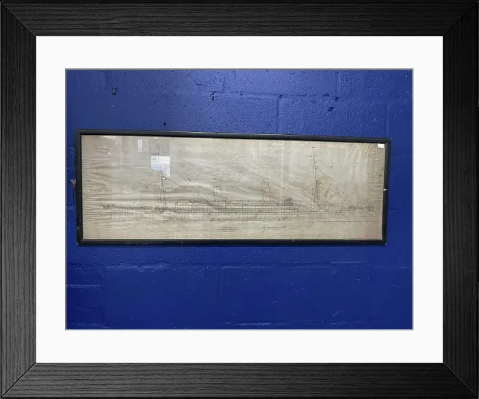 Framed Print : Harland and Wolff, scale profile drawing of ship Framed Print : Harland and Wolff, scale profile drawing of ship