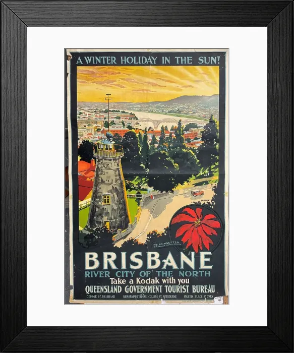 Framed Print : Poster, Winter Holiday in the Sun, Brisbane, Australia Framed Print : Poster, Winter Holiday in the Sun, Brisbane, Australia