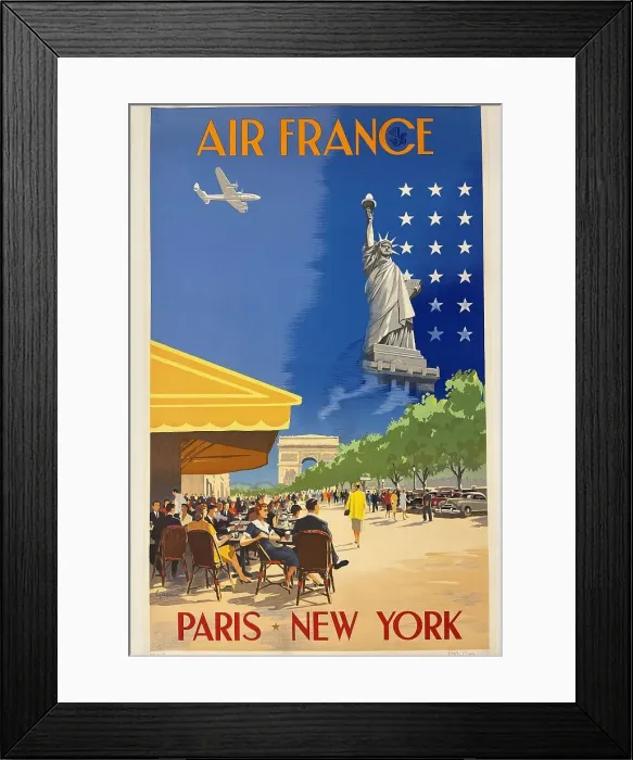 Framed Print : Poster, Air France, Paris to New York Framed Print : Poster, Air France, Paris to New York