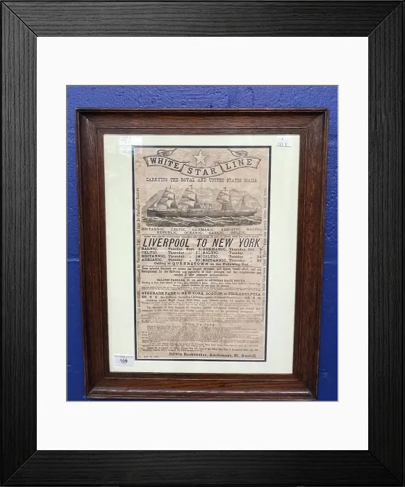 Framed Print : White Star Line, Liverpool to New York poster Framed Print : White Star Line, Liverpool to New York poster