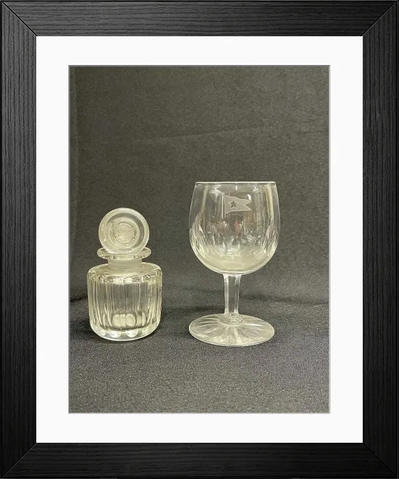 Framed Print : White Star Line, cut glass condiment and wine glass Framed Print : White Star Line, cut glass condiment and wine glass