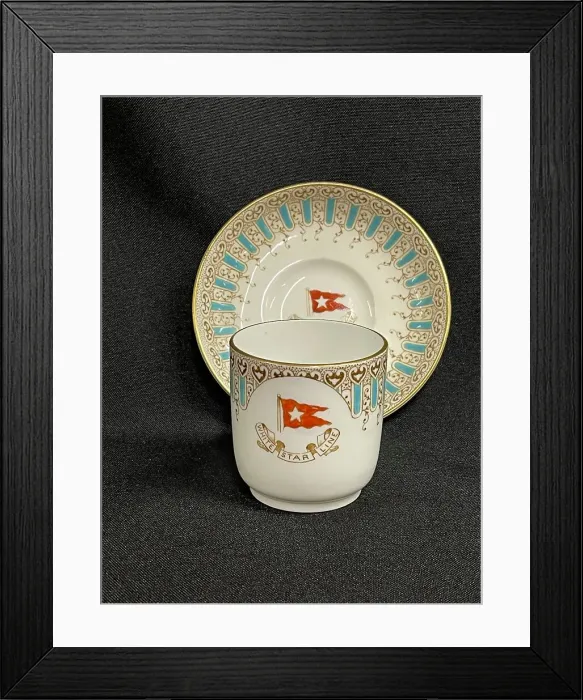 Framed Print : White Star Line, Wisteria pattern demitasse cup and saucer Framed Print : White Star Line, Wisteria pattern demitasse cup and saucer