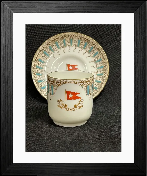 Framed Print : White Star Line, Stonier Wisteria demitasse cup and saucer Framed Print : White Star Line, Stonier Wisteria demitasse cup and saucer