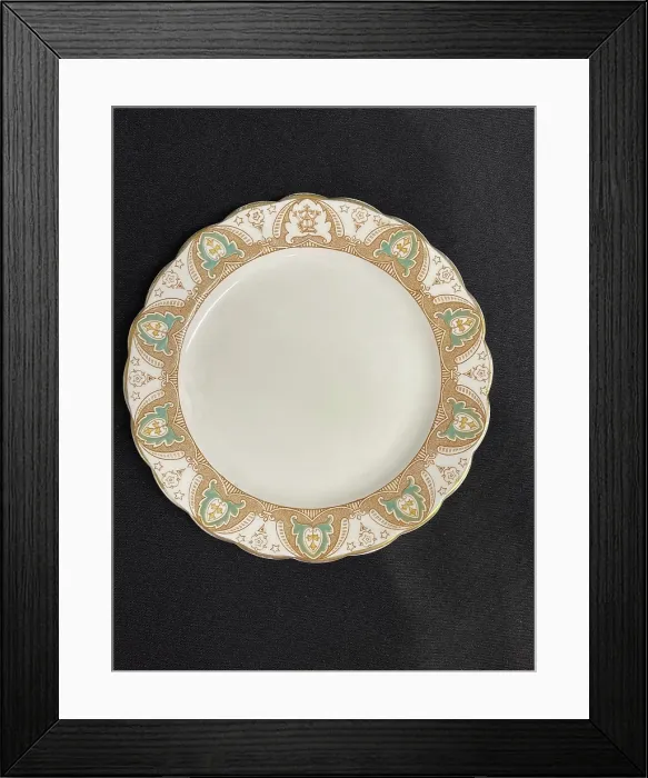Framed Print : White Star Line, Gothic arch dinner plate with WSL initials