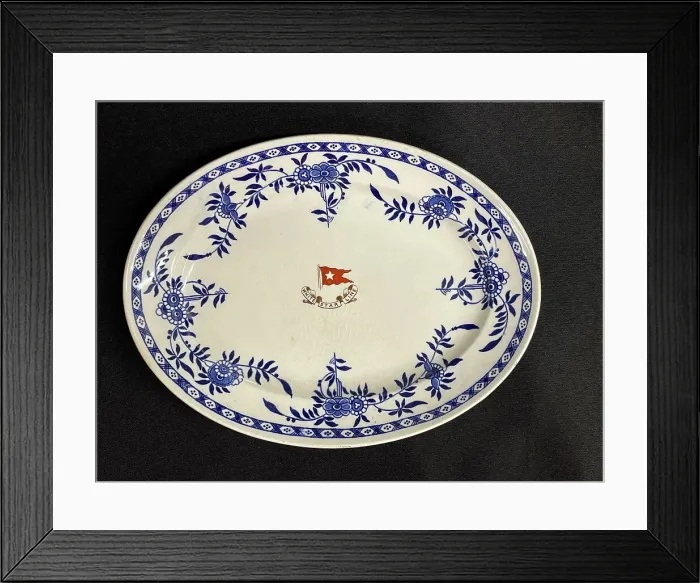 Framed Print : White Star Line, Second Class Delft oval dish Framed Print : White Star Line, Second Class Delft oval dish