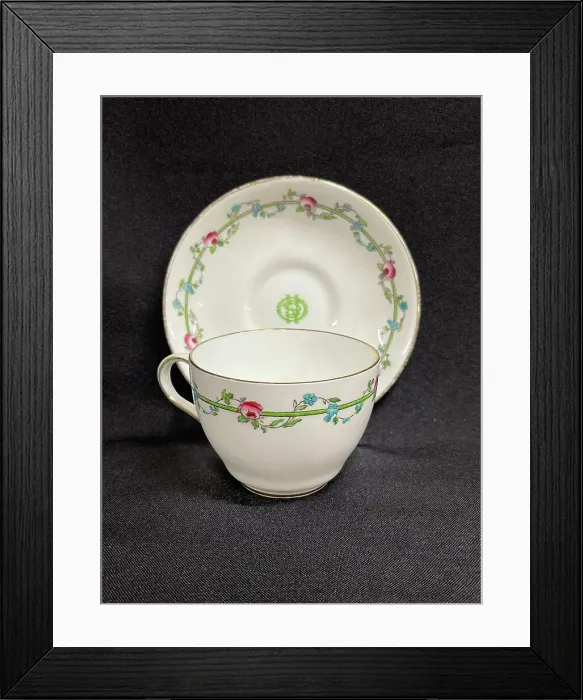 Framed Print : White Star Line, Stonier OSNC Rose pattern teacup and saucer Framed Print : White Star Line, Stonier OSNC Rose pattern teacup and saucer
