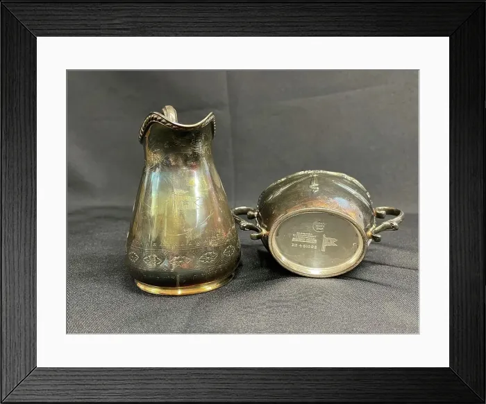 Framed Print : White Star Line, Elkington milk jug, Goldsmiths sugar bowl Framed Print : White Star Line, Elkington milk jug, Goldsmiths sugar bowl