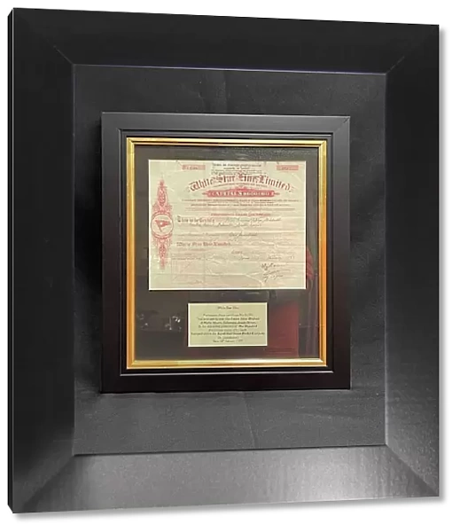 White Star Line, framed preference share certificate