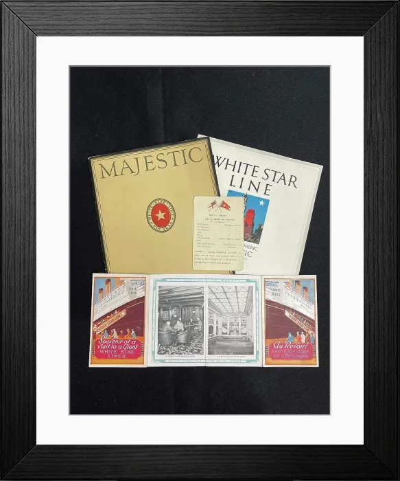 Framed Print : White Star Line, assorted souvenir brochures and card Framed Print : White Star Line, assorted souvenir brochures and card