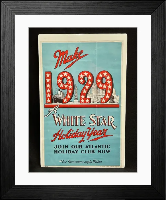 Framed Print : Poster, Make 1929 A White Star Holiday Year Framed Print : Poster, Make 1929 A White Star Holiday Year