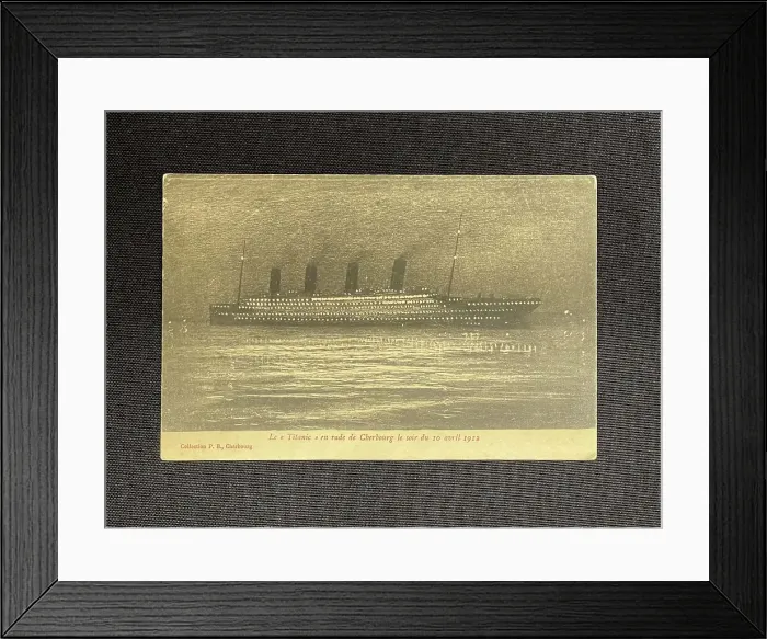 Framed Print : White Star Line, RMS Titanic off Cherbourg, French postcard Framed Print : White Star Line, RMS Titanic off Cherbourg, French postcard