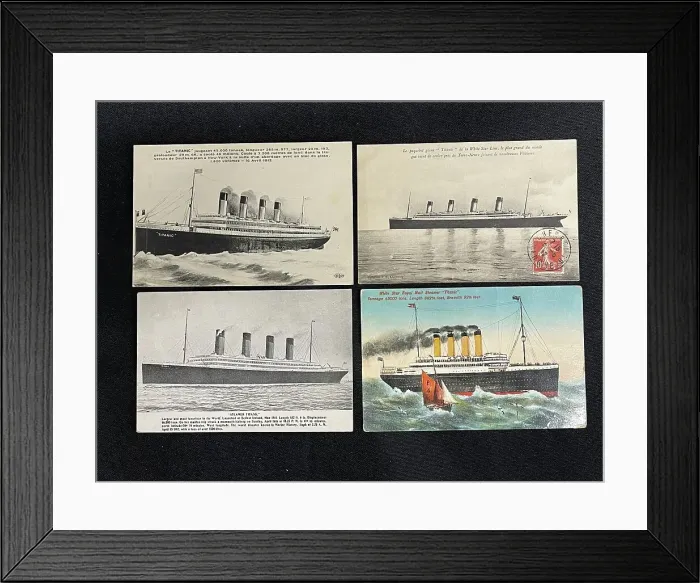Framed Print : White Star Line, RMS Titanic, set of four postcards Framed Print : White Star Line, RMS Titanic, set of four postcards