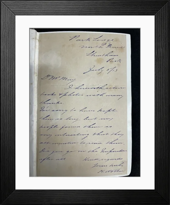 Framed Print : White Star Line, RMS Titanic, letter from Henry Wotton Framed Print : White Star Line, RMS Titanic, letter from Henry Wotton